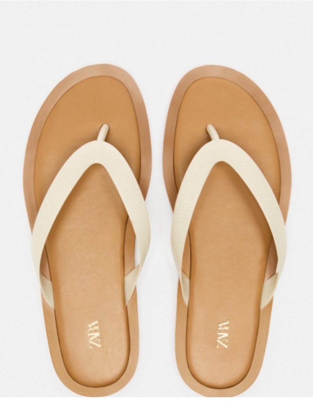 Zara Women's Cream Thong Sandals Size 41 /10 EUC